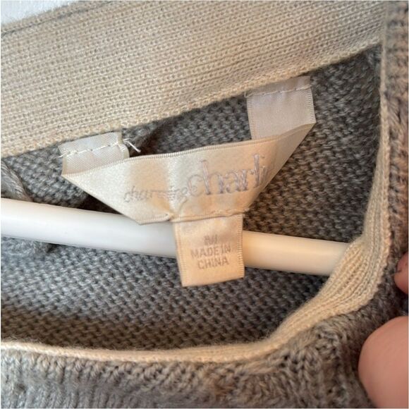 Charming Charlie Cozy Sweater Womens Size M Gray 3/4 Sleeve Knit Rear Tie - Picture 4 of 4